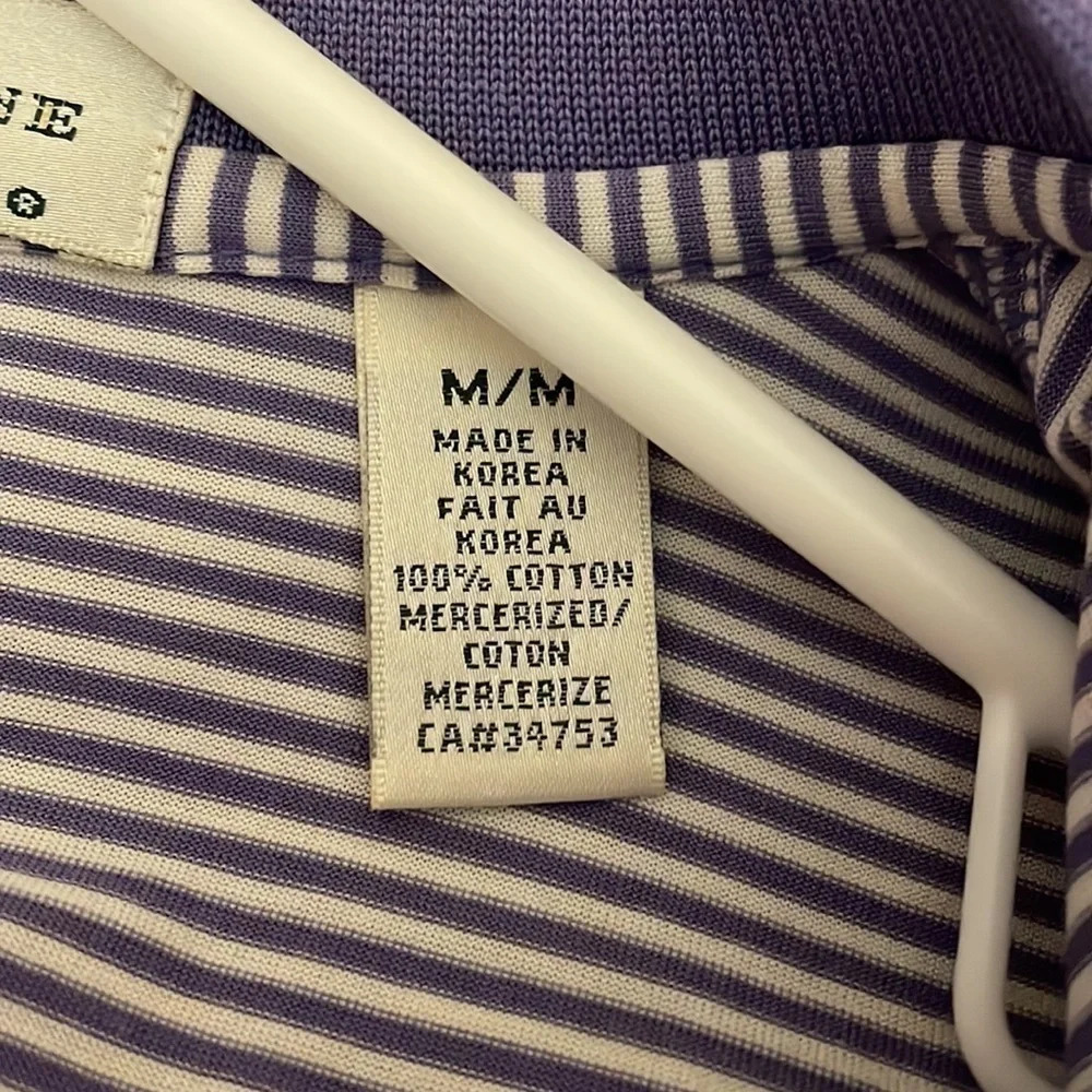 Fairway & Green women’s polo shirt Medium top striped embroidered logo purple - Picture 5 of 6